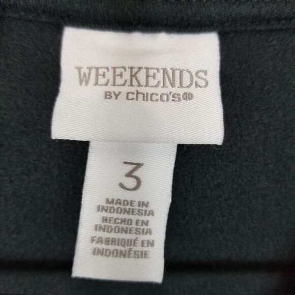 Weekend by Chico's Women Fleece Sweatshirt Size XL Black Mock Mock Pullover - Picture 3 of 4